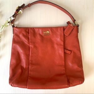 Coach Red Leather Hobo Bag Purse